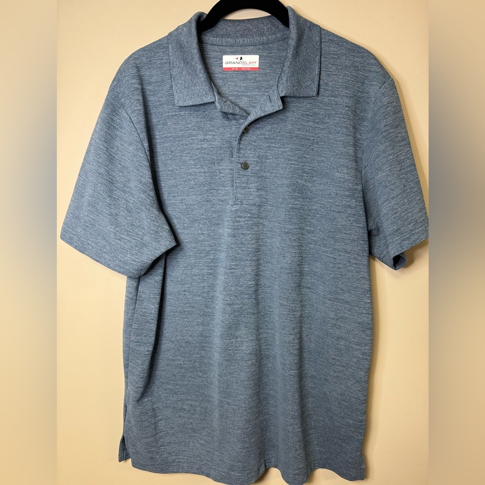 Grand Slam Heathered Blue Polo Shirt